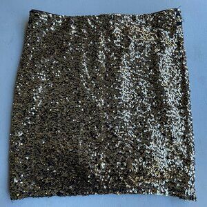 H&M Divided Gold Sequin Mini Skirt Medium Party NYE Holiday Sparkly Bodycon